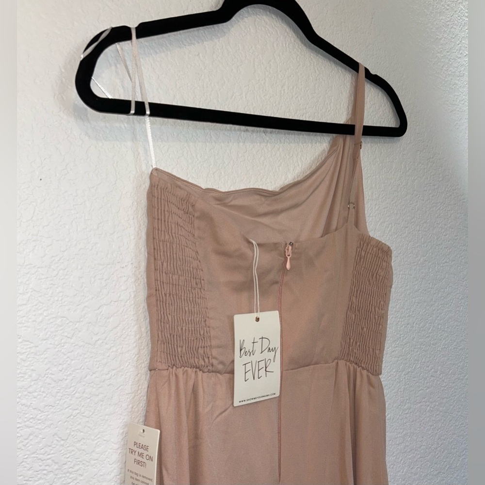 SHOW ME YOUR MUMU Shannon One Shoulder Dress Dusty Blush Crisp Bridesmaid Sz S - Picture 6 of 16